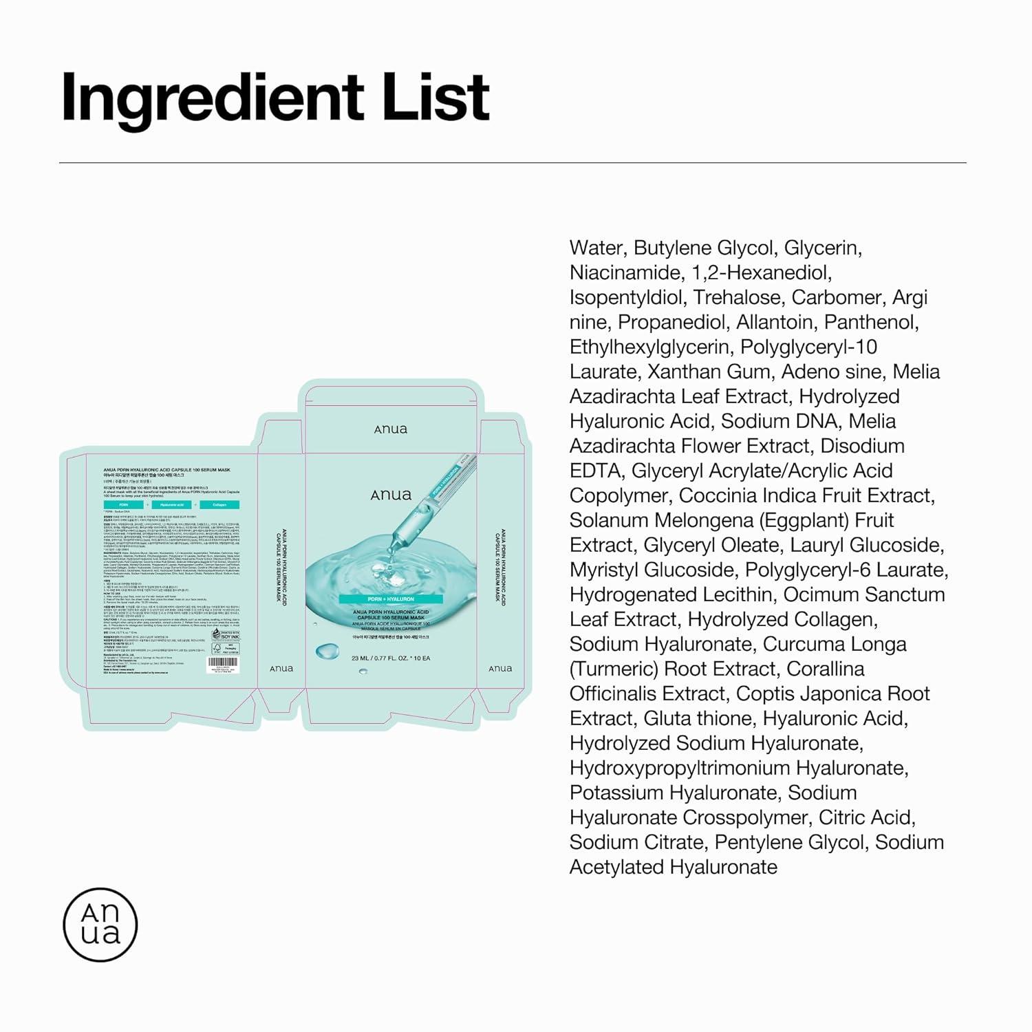 image:imageANUA PDRN Hyaluronic Acid Capsule 100 Serum Mask everyday glow korean sheet mask with Salmon PDRN Hyaluronic acid Collagen Self home care facial mask for glass skin Korean skin care 10EA