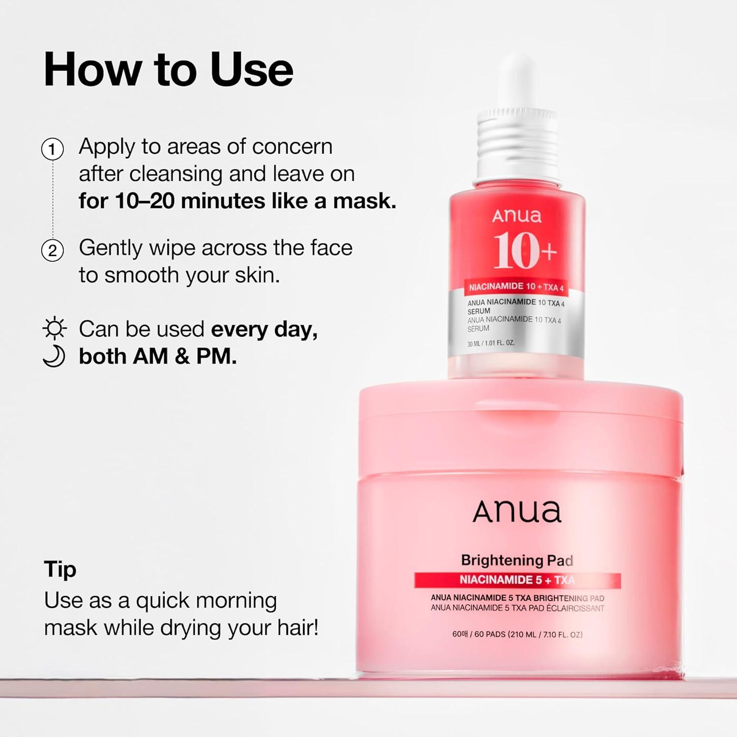 image:imageAnua Niacinamide 5 TXA Toner Pads Hydrating Facial Pad for Daily Care Undereye with Tranexamic acid Korean Skin Care 210ml 60 PadsTXA Niacinamide