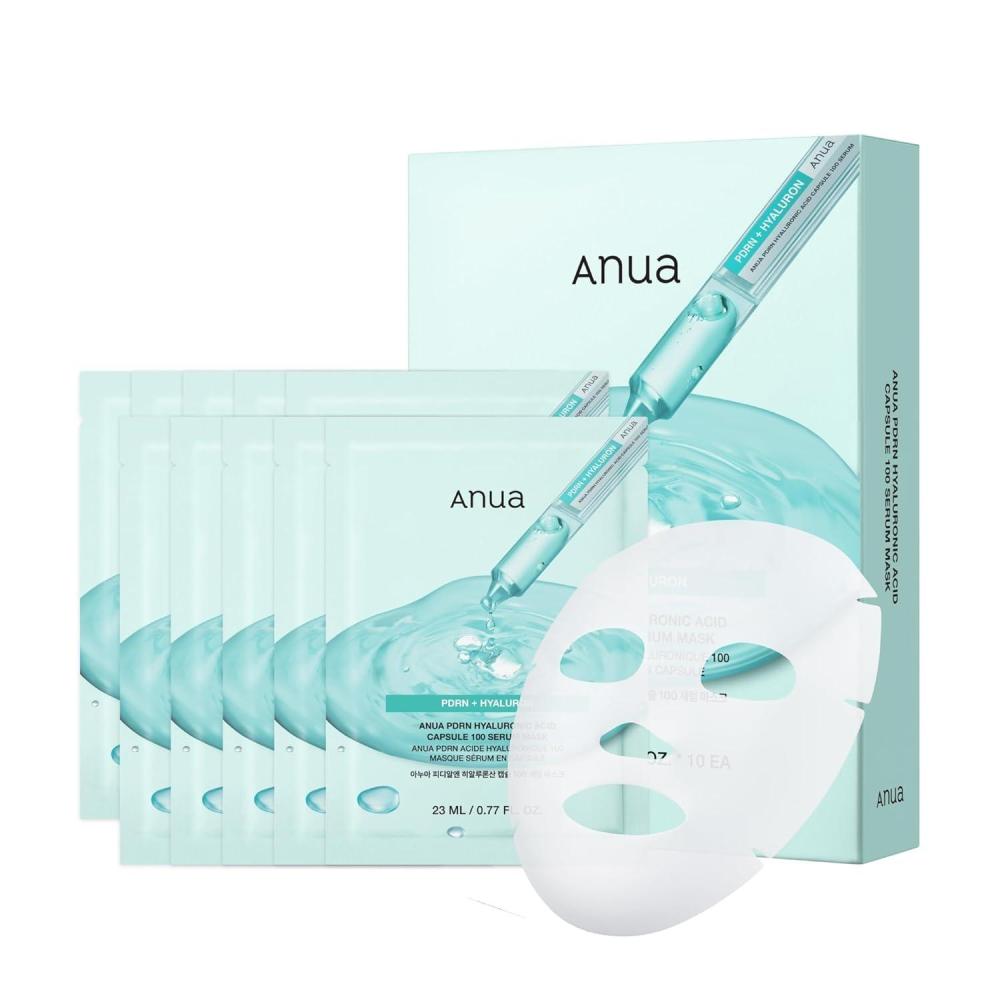 image:imageANUA PDRN Hyaluronic Acid Capsule 100 Serum Mask everyday glow korean sheet mask with Salmon PDRN Hyaluronic acid Collagen Self home care facial mask for glass skin Korean skin care 10EA