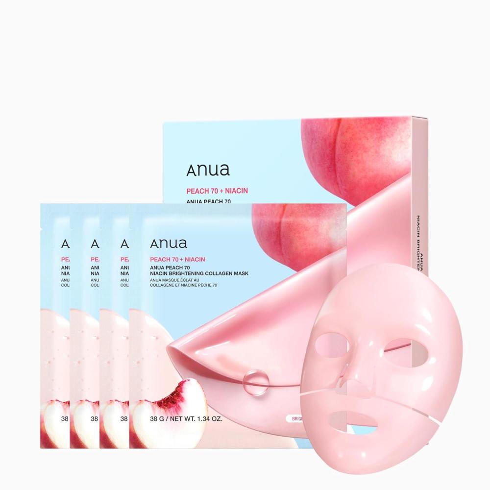 image:imageANUA Rice 70 Glow Collagen Mask Overnight Face Mask for Glass Skin Ceramide Collagen Facial Mask Skin Moisture Barrier Tightening Care Natural Color Korean Skin Care 38g 4eaPeach