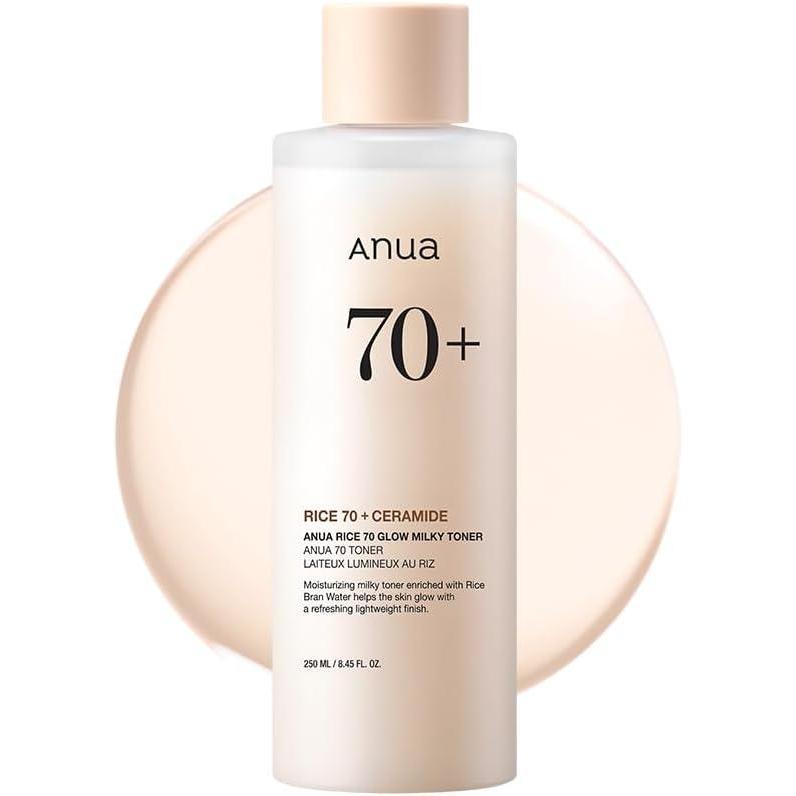 image:imageANUA Rice 70 Glow Milky Toner for Glass Skin Rice Water Niacinamide Ceramides Panthenol FragranceFree Non comedogenic Fungal Acne Safe Korean Skin Care 250ml845floz
