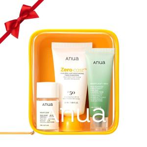 Anua Sun-Ready Travel Kit, Zero-Cast Sunscreen & Cleansing oil & Face Wash. Korean Sunscreen with Mini Size Double Cleansing routine ,Korean Skincare Set