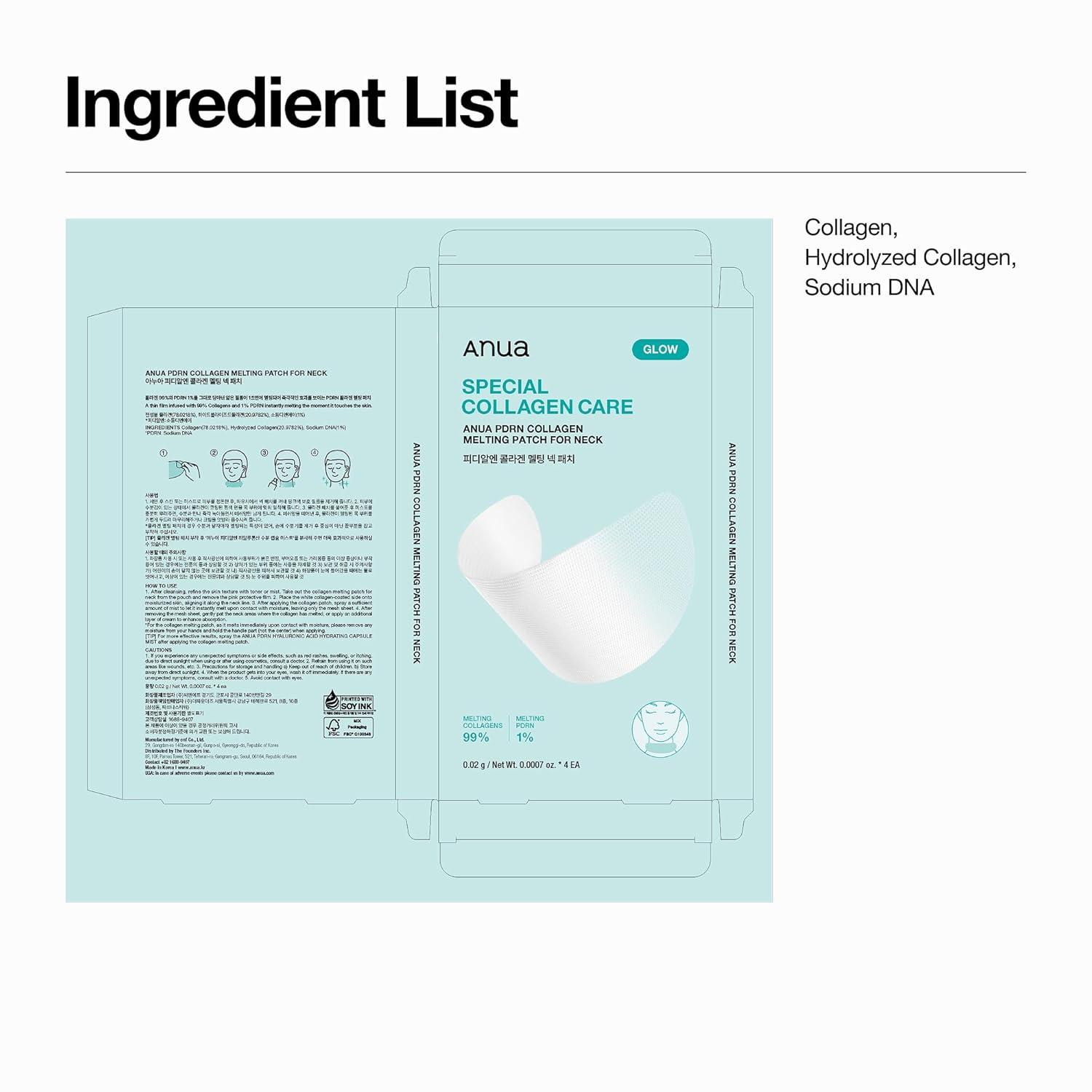 image:imageANUA PDRN Collagen Melting Patch for Neck Instant Melting Thin Film Patch with Salmon DNA for Neck Wrinkles Foreheads Firming Lifting AntiSagging Spot Aging Care Korean Skincare 002g x 4EA