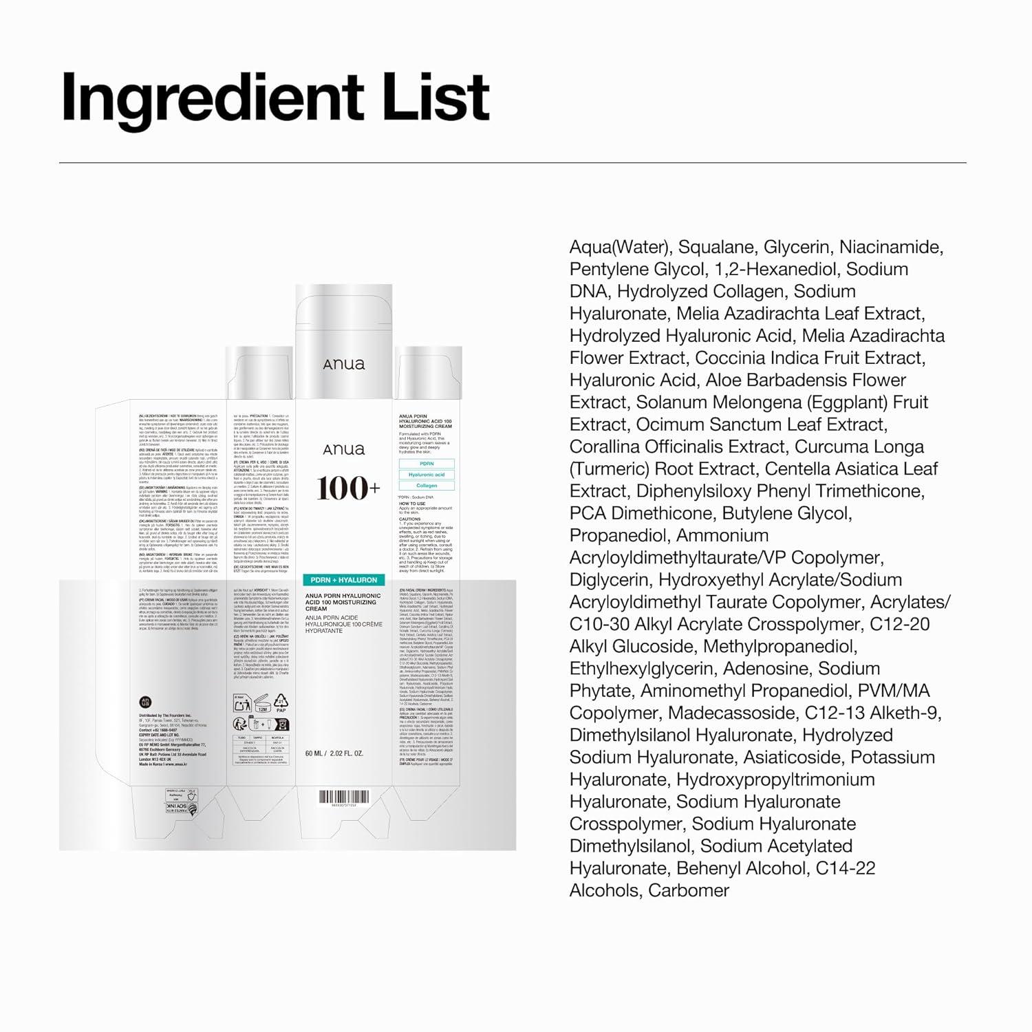 image:imageANUA PDRN Hyaluronic Acid 100 Moisturizing Cream Lightweight Hydrating Moisturizer with Salmon DNA Hyaluronic Acid Collagen For Glass Skin Korean Skin Care 60ml 202 fl oz
