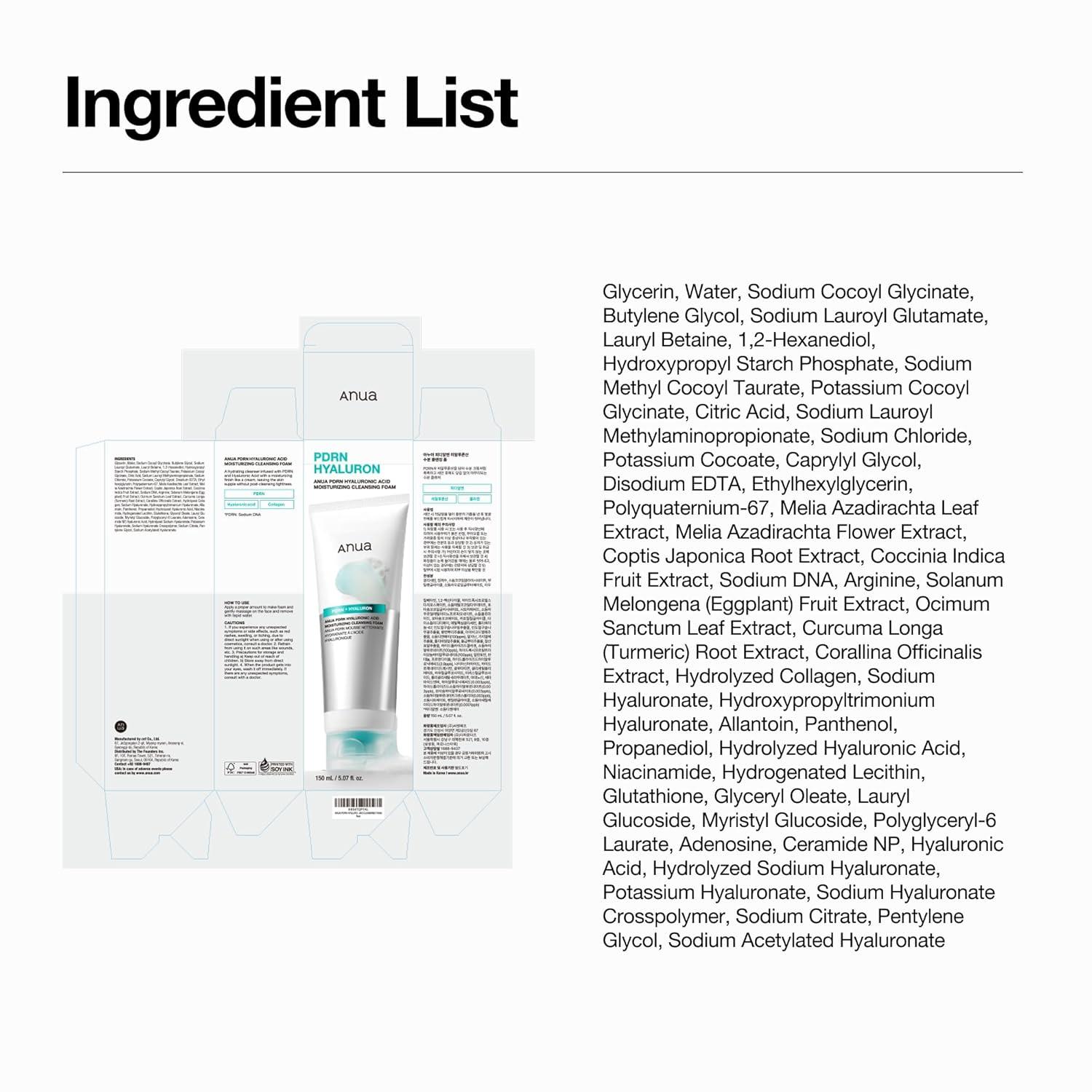 image:imageANUA PDRN Hyaluronic Acid Moisturizing Cleansing Foam Hydrating Facial Cleanser for Dry Skin Daily Gentle Face Wash with Salmon DNA Balancing amp Pore Care Korean Skincare 507 fl oz