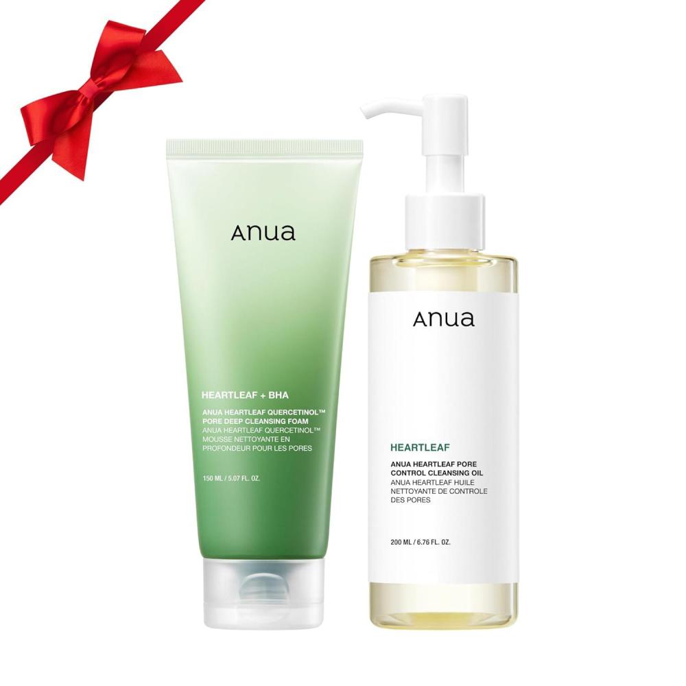 image:imageAnua Double Cleanser Duo for Facial Cleansing Heartleaf Pore Control Cleansing Oil amp Heartleaf Quercetinol Pore Deep Cleansing Foam for Double Cleansing Korean Skincare