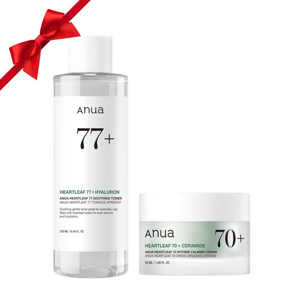 image:imageAnua Gentle Moisture Duo Heartleaf 77 pH 55 Soothing Toner amp Heartleaf 70 Intense Calming Cream for skin barrier repair hyaluronic acid panthenol for facial moisturizer Vegan Korean Skincare set