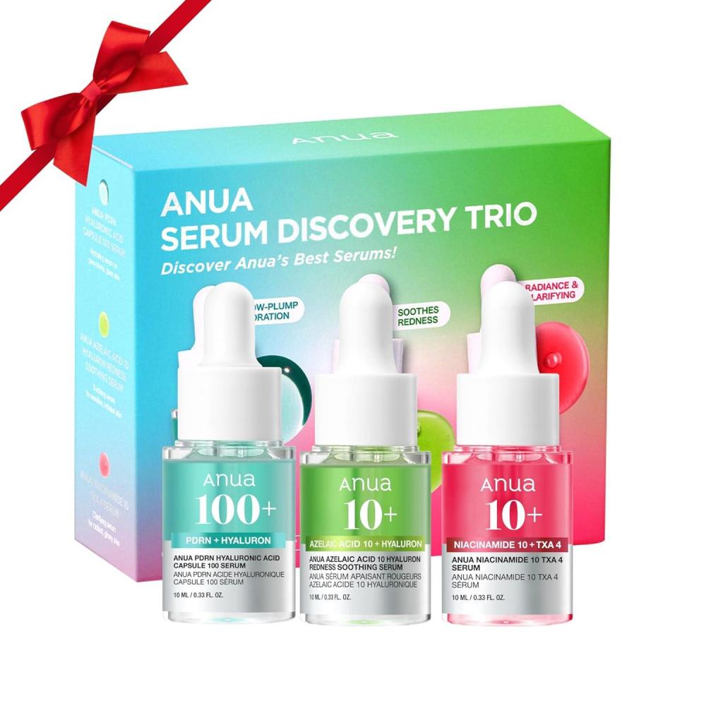 image:imageAnua Serum Discovery Trio Mini Face Serum Travel Size Kit with Hyaluronic Acid Niacinamide amp Azelaic Acid Hydrating Soothing Gift Set for Women Korean Skincare Set 10ml033floz 3EA