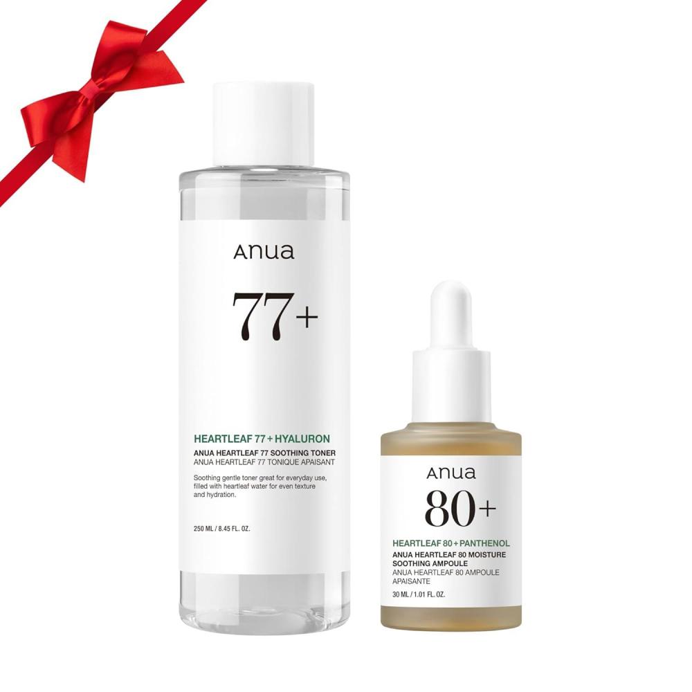 image:imageAnua Skin Relief Duo for Calming Skin Heartleaf 77 pH 55 Soothing Toner Heartleaf 80 Calming Ampoule for Sensitive Skin panthenol B5 Hydrating Soothing Effect Vegan Korean Skincare Set