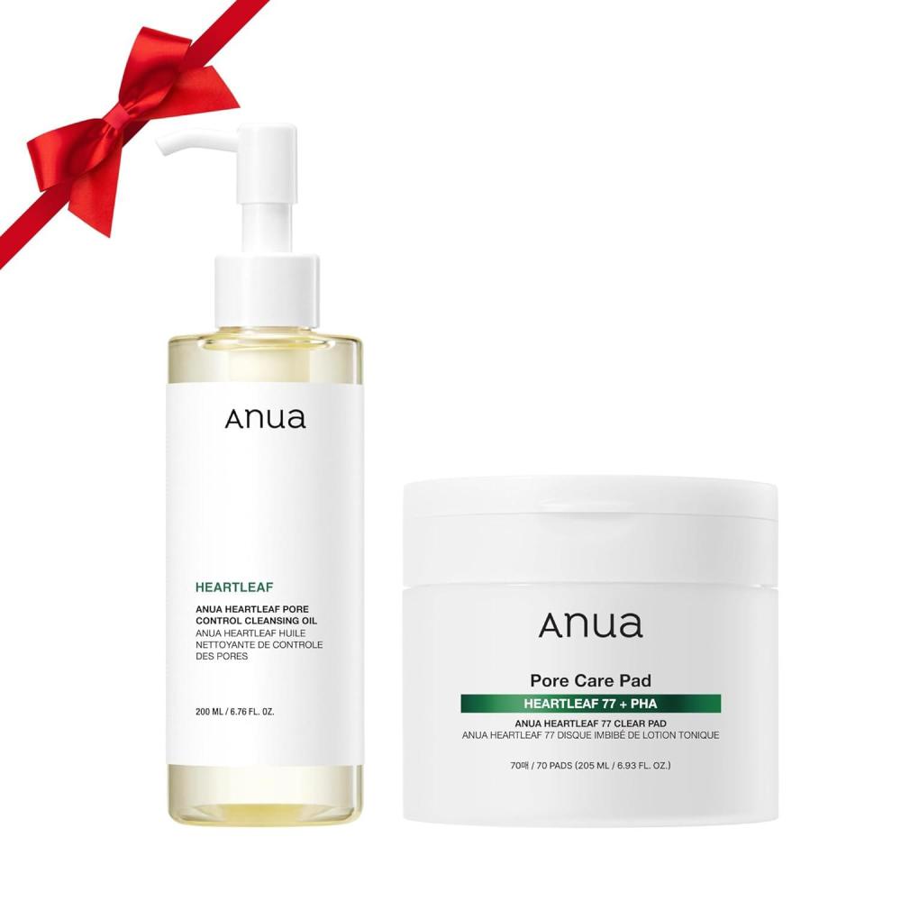 image:imageAuna Deep Pore Treatment Duo Heartleaf Pore Control Cleansing Oil Heartleaf 77 Toner Pad Exfoliating Facial Pads AfterCleansing for Gentle Facial Care Korean Skincare Set