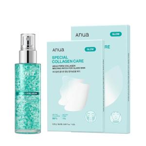 Anua PDRN Collagen Intensive Fine Line Care Set, PDRN Salmon DNA Glow Serum Spray For Hydration, Collagen Patch for Firmness, Neck & Facial Fine Line, Perfect Home Care, Korean Skincare Set