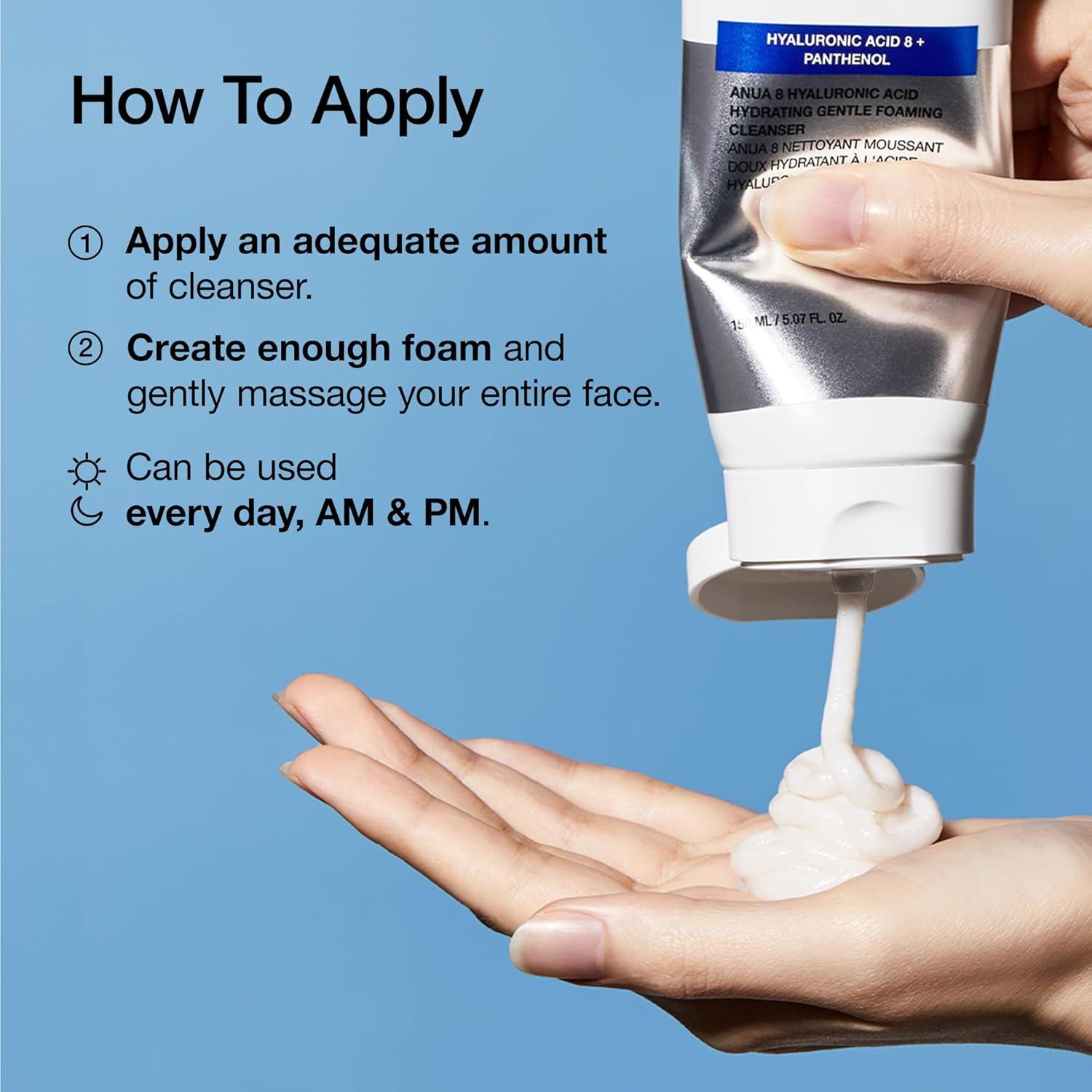 image:imageAnua Hydrating Gentle Foaming Cleanser Hyaluronic Acid Glycerin Zinc Panthenol Korean Face Wash for Dry Skin for Double Cleansing Korean Skincare 150ml507fl oz