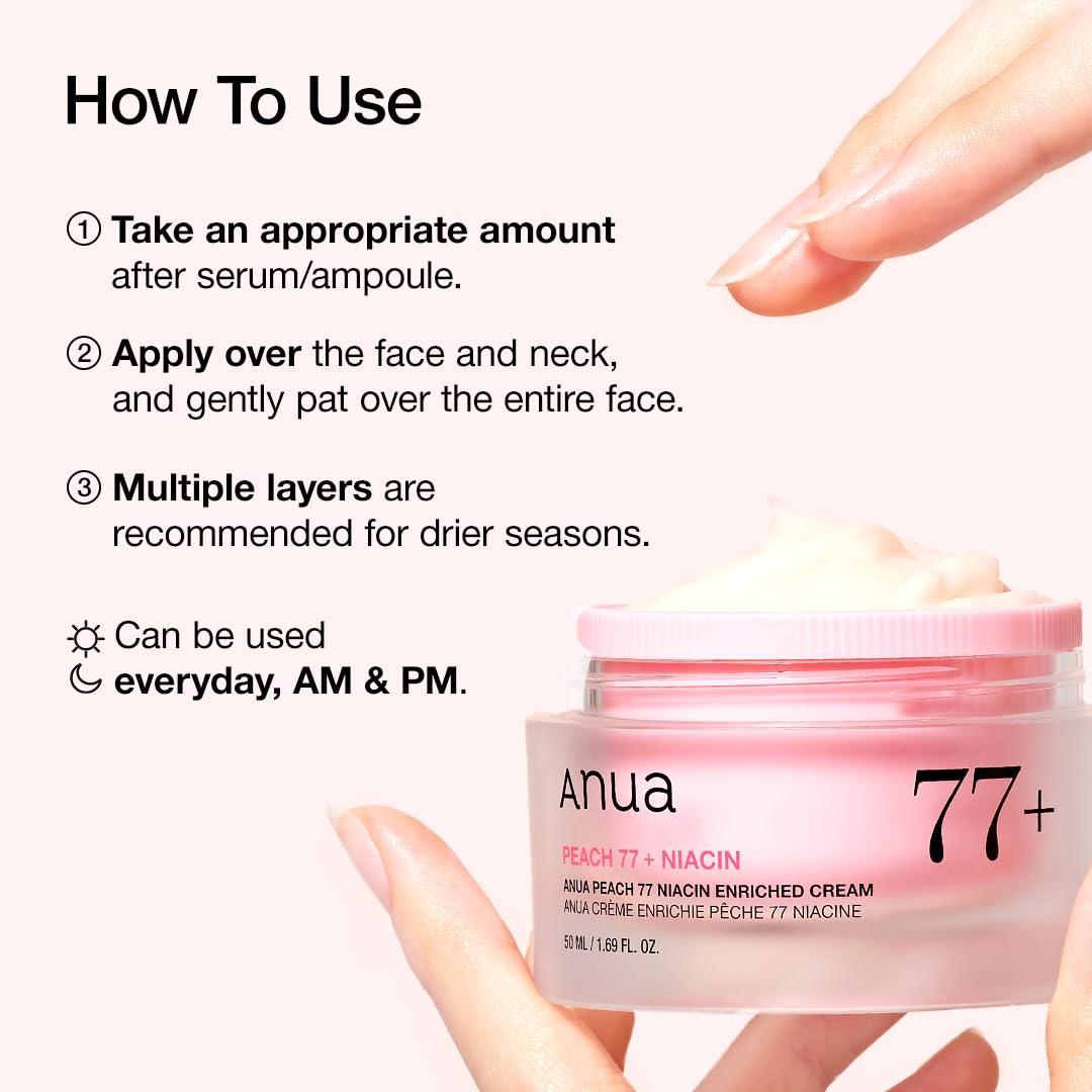 image:imageAnua Peach Niacinamide Cream Face Moisturizer for Dry Skin with Vitamin B12 Collagen Ceramide Panthenol Korean Skin Care for Glass Skin 50ml 169 floz