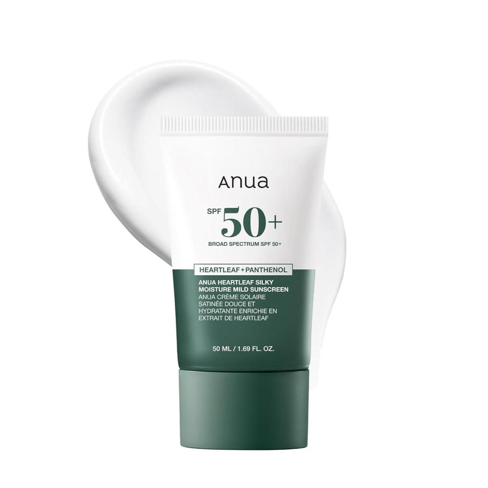 image:imageAnua Heartleaf Silky Moisture Mild Sunscreen Broad Spectrum SPF 50 with Moisturizing Formula Lightweight Korean Sunscreen Natural finish Vegan korean skin care 50ml 169 fl oz