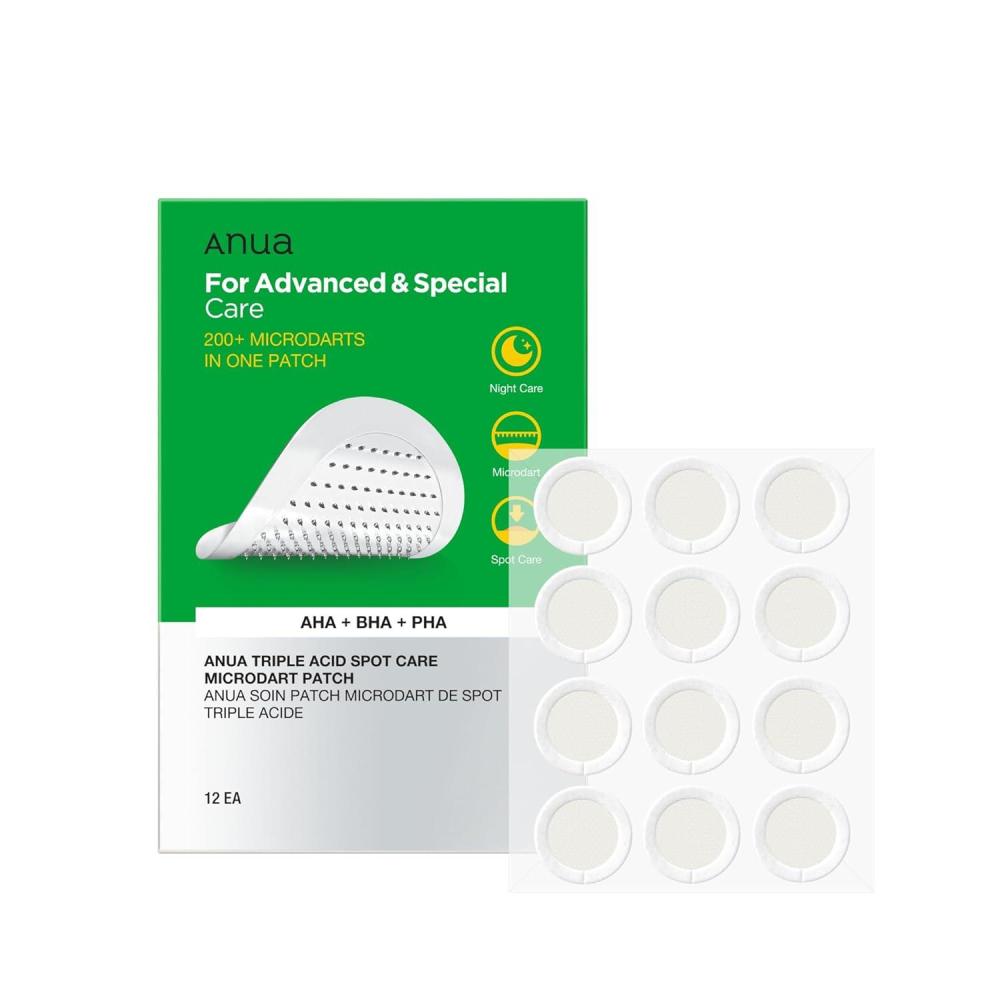 image:imageAnua Triple Acid Spot Care Microdart Patch Early Stage Spot 200 Microdarts with AHA  BHA  PHA Centella Hydrocolloid Patch for Overnight NonComedogenic Korean Skincare 12 ea