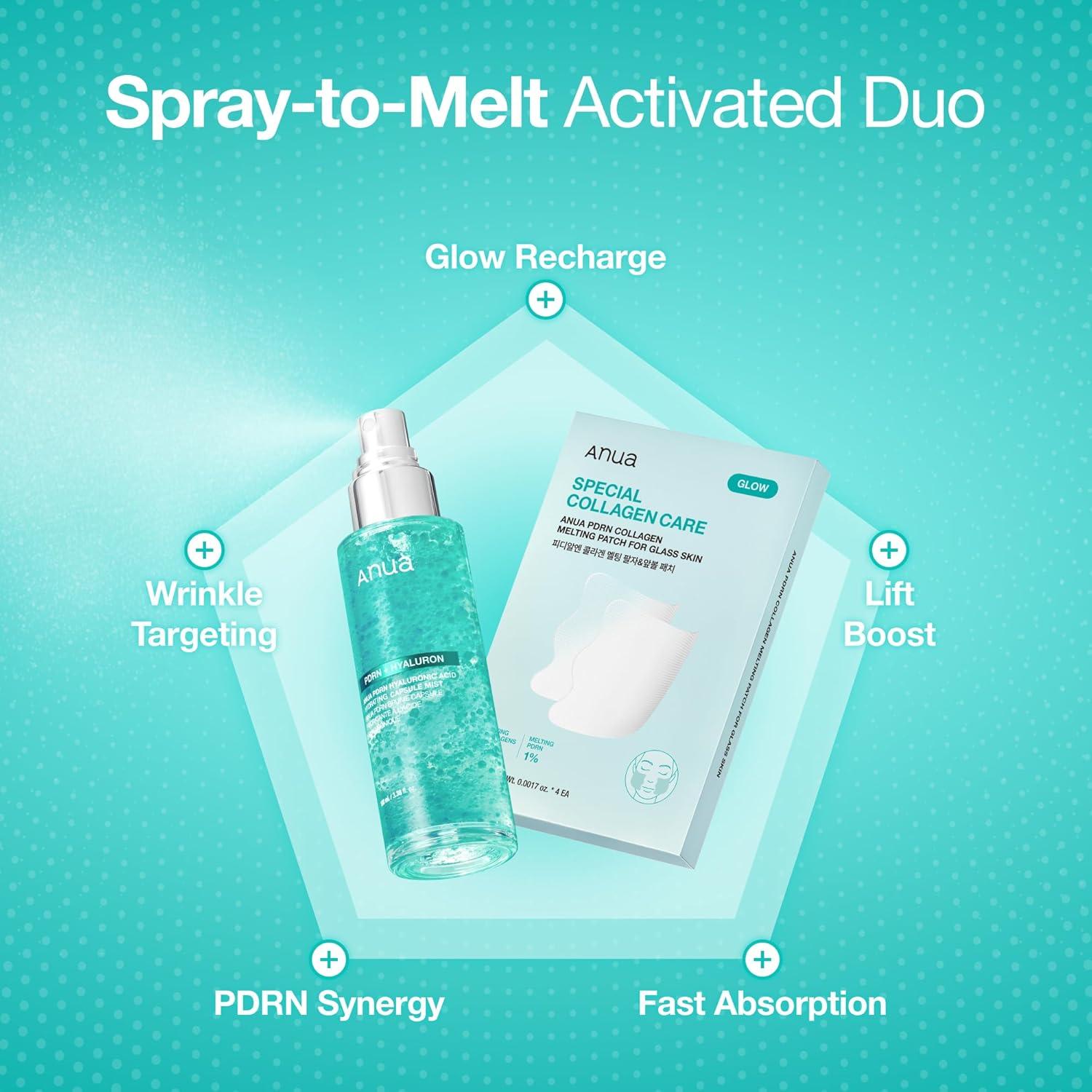 image:imageAnua PDRN Collagen Glass Skin Trio PDRN Salmon DNA Serum Spray Collagen Patch Facial Fine Line amp Cream Complete Glow Routine Face Mist with Special Patch Duo Korean Skincare Set